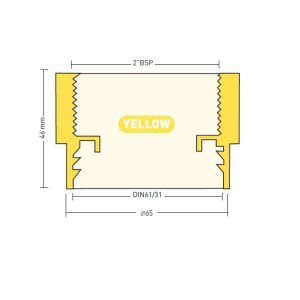 Adapter DIN61 Gul 61mm til 2" gjenger - Bilde 2