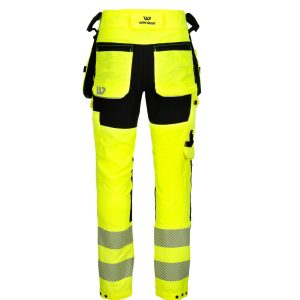 Hivis stretchbukse herre kl 2 Fluoriserende gul/sort - Bilde 2