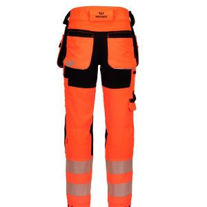 Hivis stretchbukse herre kl 2 Fluoriserende orange/sort - Bilde 2
