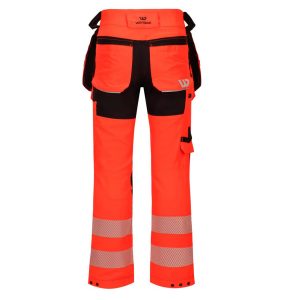 Hivis stretchbukse herre kl 2 Fluoriserende rød/sort - Bilde 2
