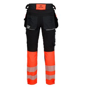 HiVis stretchbukse herre Svart/Fluoriserende rød - Bilde 2