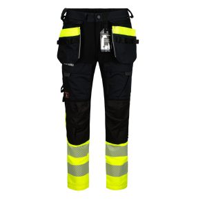 HiVis stretchbukse herre Svart/Fluoriserende gul
