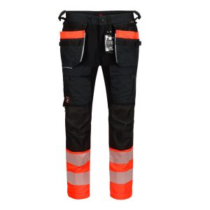 HiVis stretchbukse herre Svart/Fluoriserende rød
