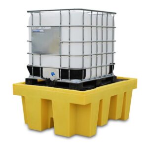 Spillpall i plast for 1 IBC, stor spillpall, Gul